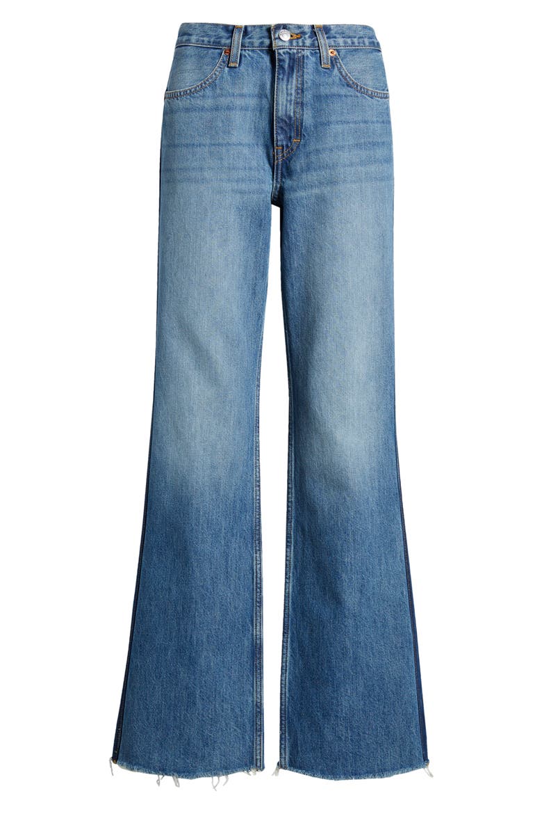 The Californian High Waist Raw Hem Flare Leg Jeans, Alternate, color, MID70SSHADOW