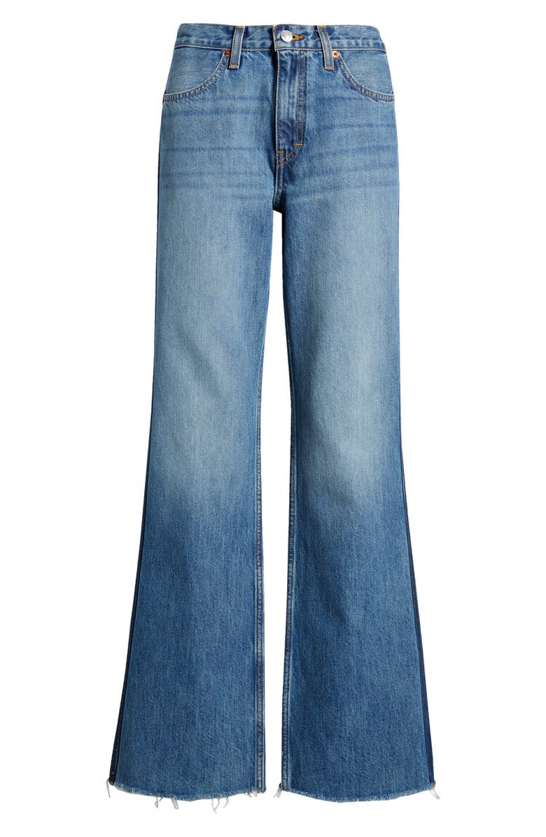 Re/Done The Californian High Waist Raw Hem Flare Leg Jeans, Main, color, Mid70sshadow