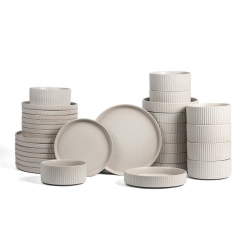 Haven Stoneware 32-Piece  Dinnerware Set with Pasta Bowls