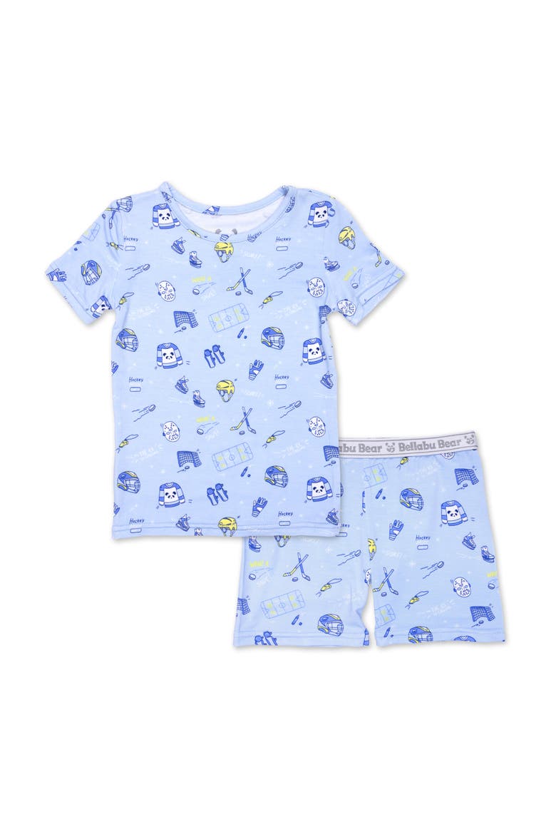 Hockey Kids 2-Piece Short Sleeve & Shorts Pajama Set, Main, color, Hockey