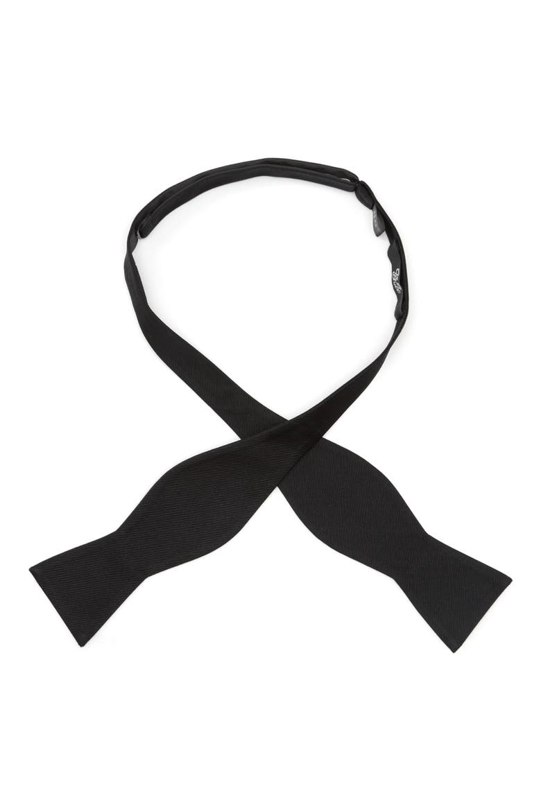 Solid Self Tie Silk Bow Tie, Alternate, color, BLACK