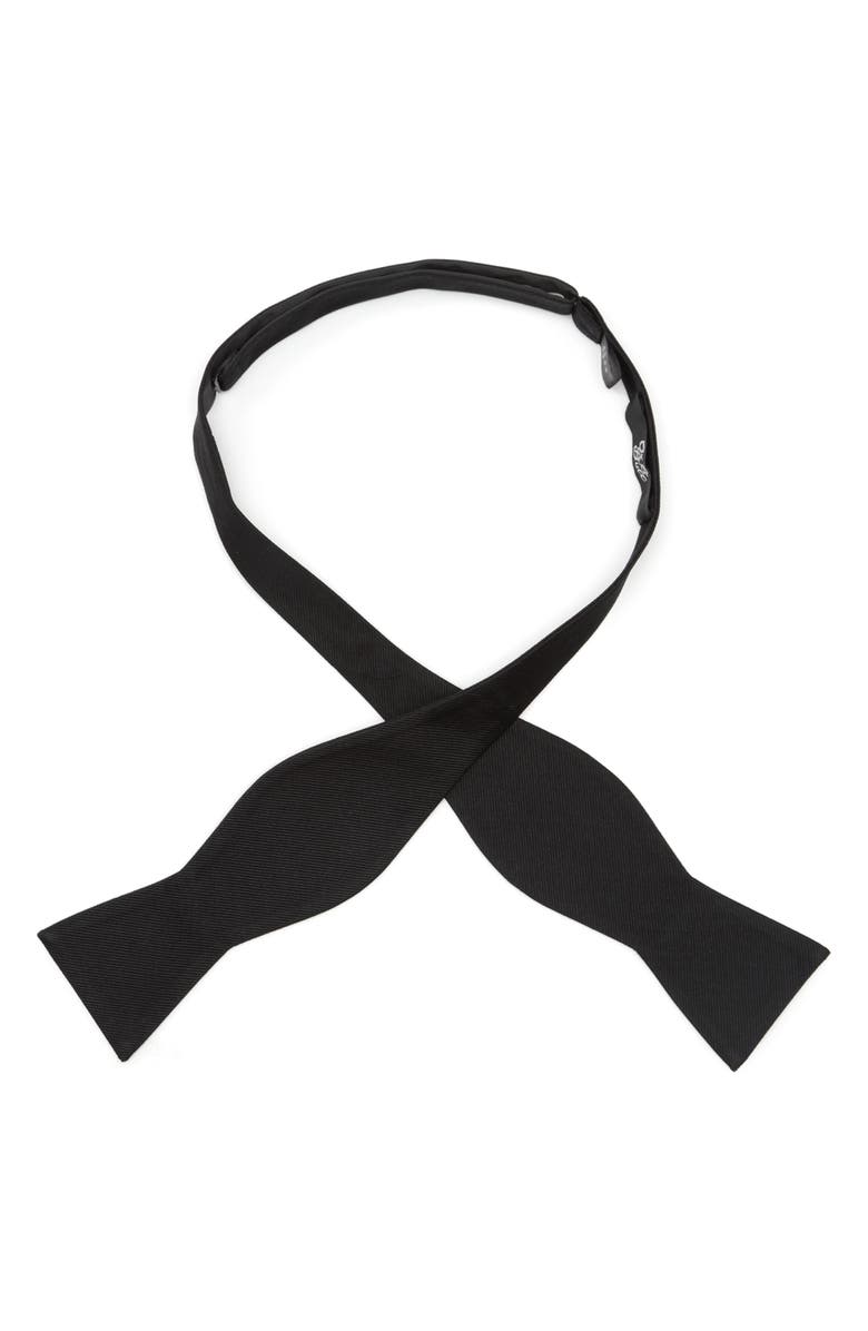 Cufflinks, Inc. Solid Self Tie Silk Bow Tie, Alternate, color, Black