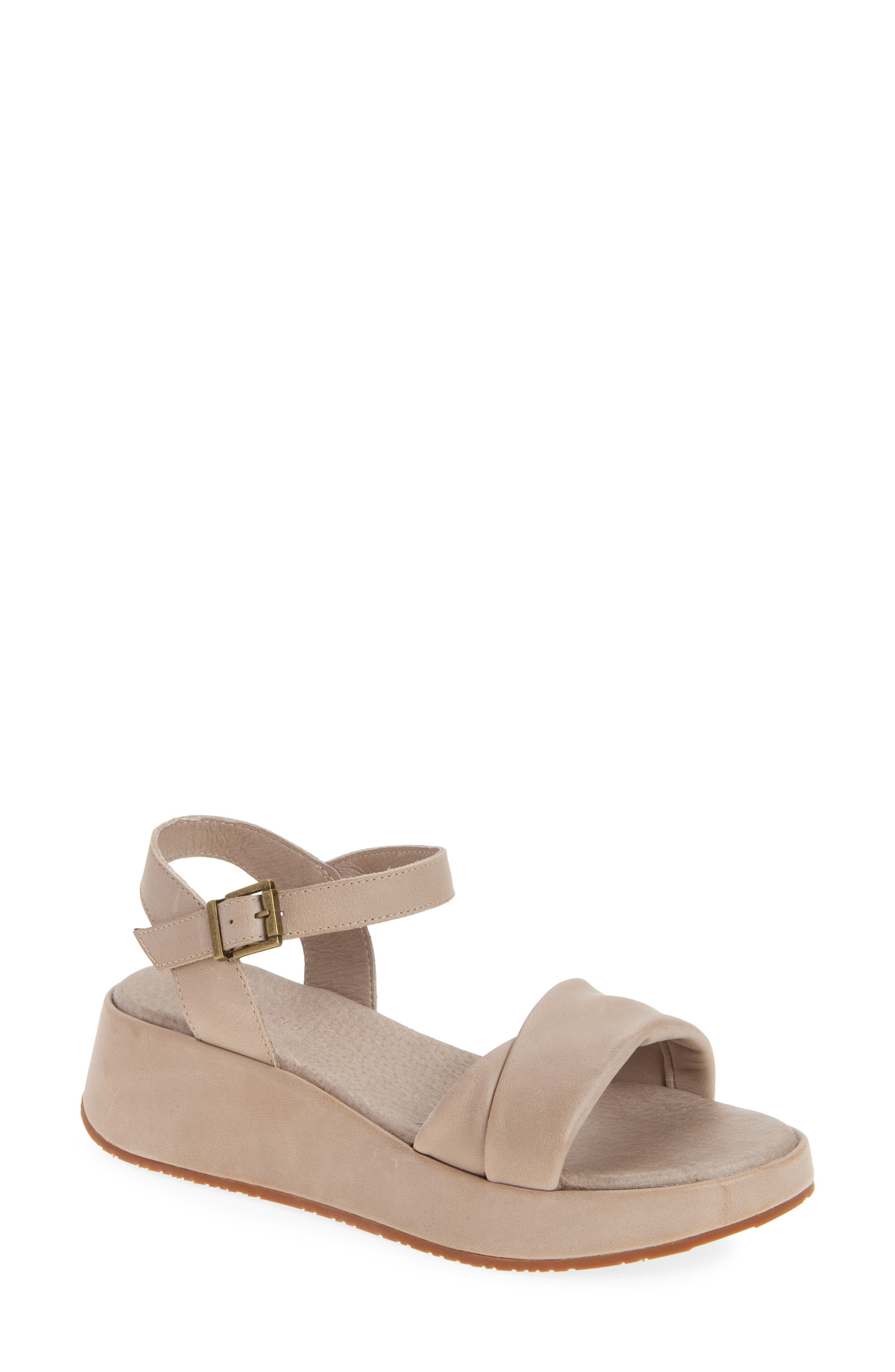 Chocolat Blu Elly Ankle Strap Platform Wedge Sandal, Main, color, Taupe Leather