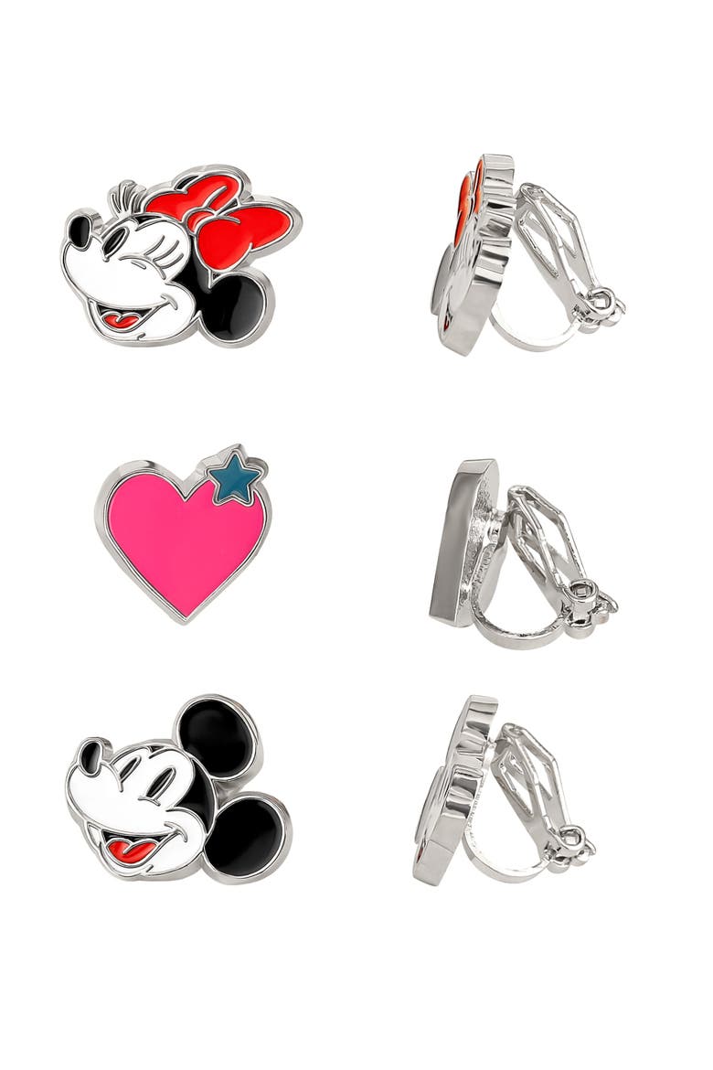 Minnie and Mickey Mouse Clip On Earrings, 3-Pack, Main, color, Multicolor