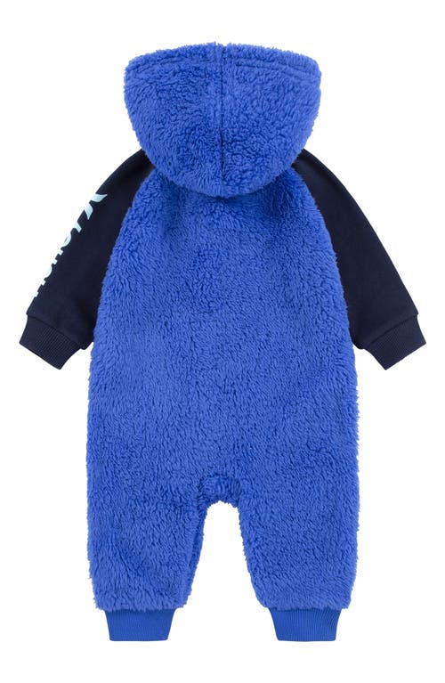 Hurley Plush Faux Fur Hooded Coverall In Blue