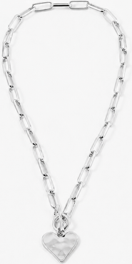 Erin McDermott Jewelry Silver Hammered Heart Toggle Necklace