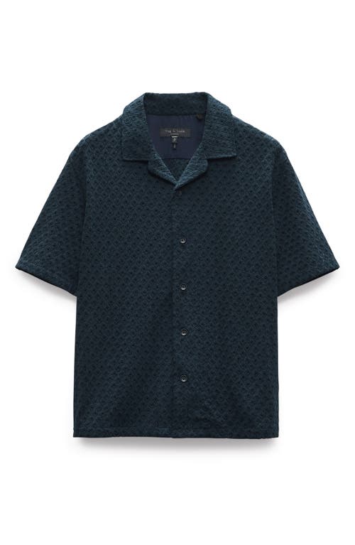 Rag & Bone Men's Avery Viscose Linen Diamond Jacquard Camp Shirt In Salute
