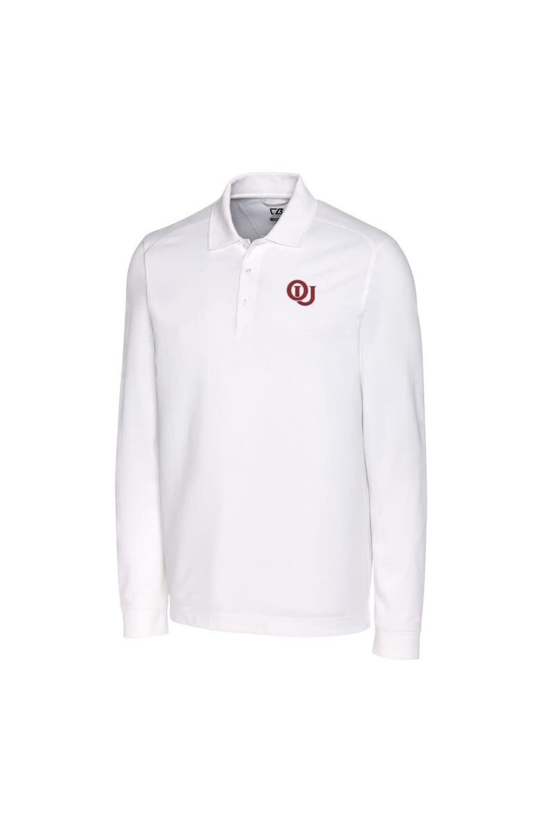 Cutter & Buck Men's Cutter & Buck White Oklahoma Sooners Big & Tall Tri-Blend Pique Long Sleeve DryTec Polo, Alternate, color,