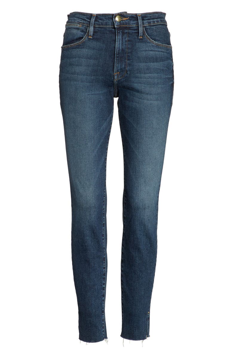FRAME Le High Slit Ankle Skinny Jeans, Alternate, color, 