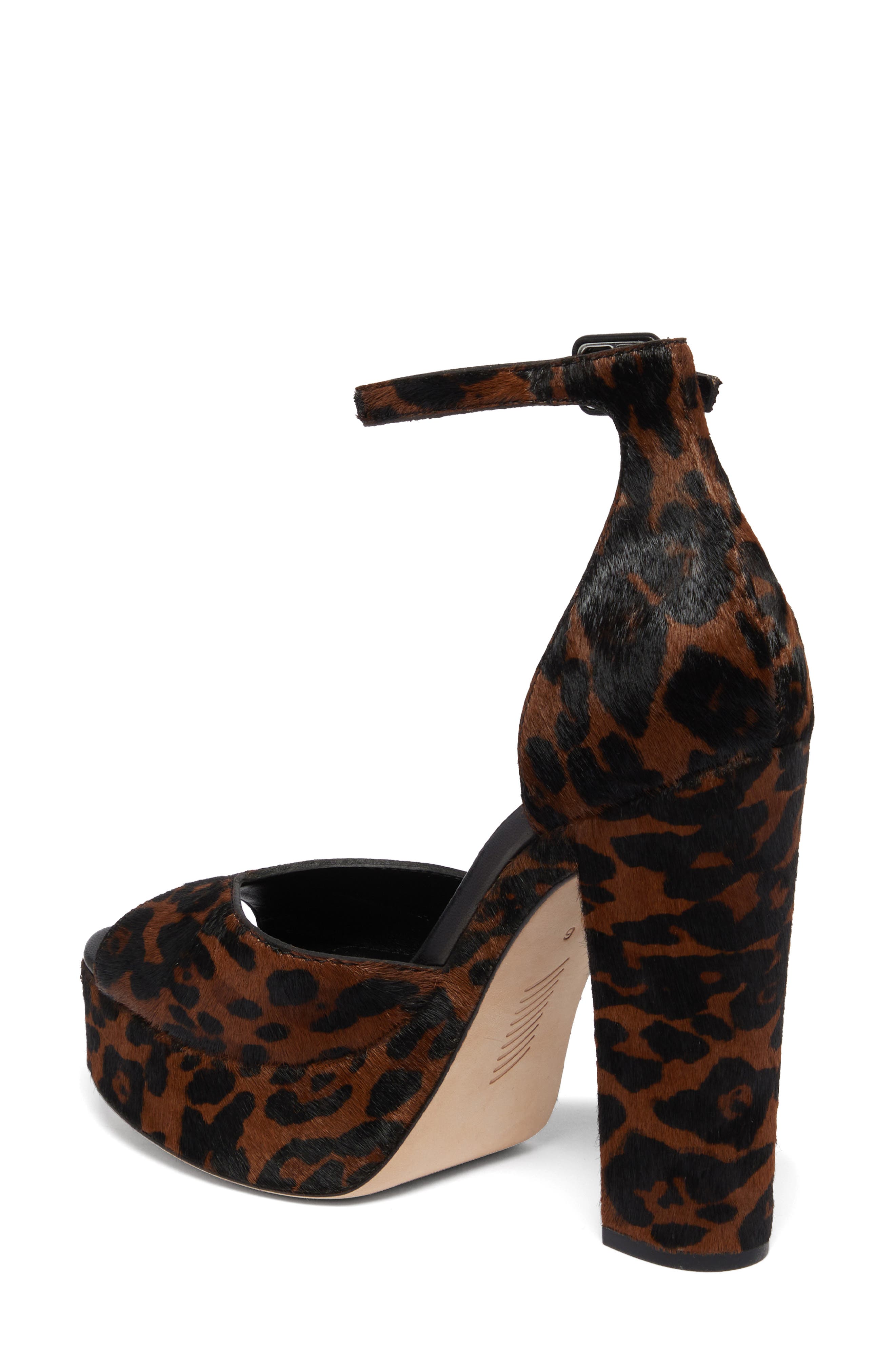 PAIGE Camryn Genuine Calf Hair Platform Ankle Strap Sandal, Alternate, color, Leopard
