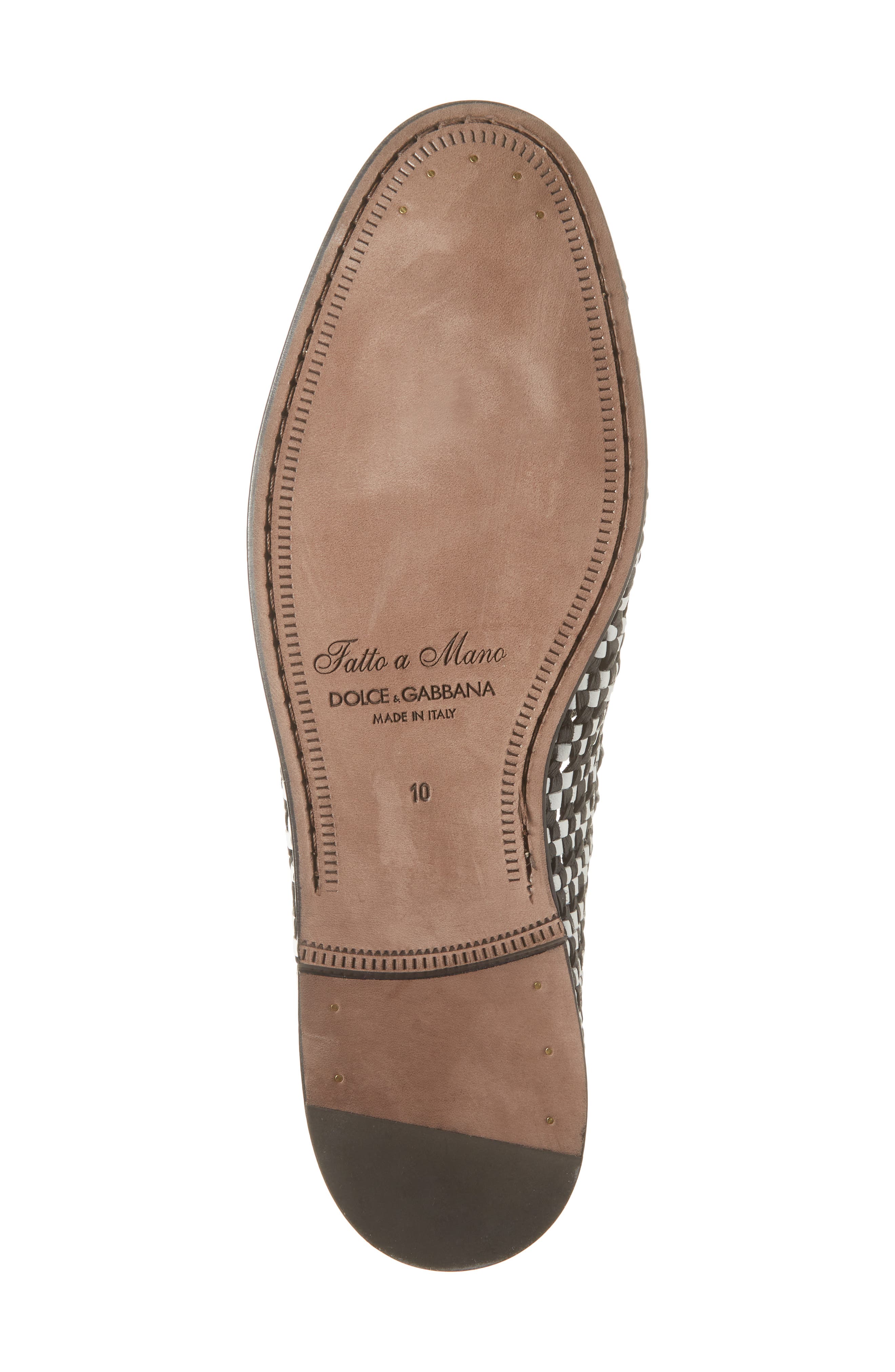 Dolce&Gabbana Woven Leather Slipper Loafer, Alternate, color, Bianco/ Nero