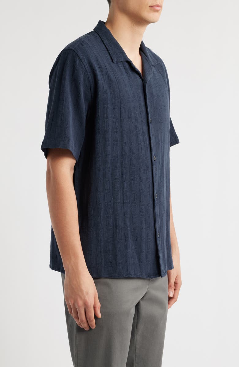 Wax London Didicot Open Weave Cotton Camp Shirt, Alternate, color, Navy