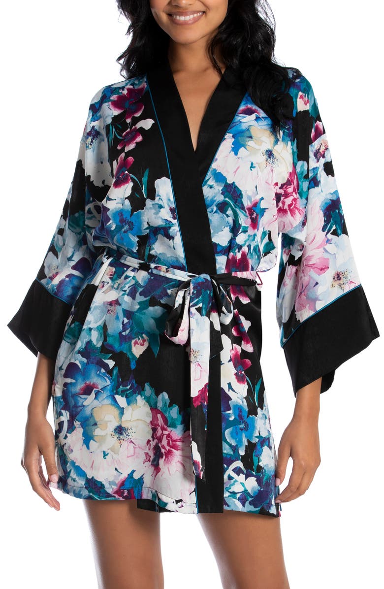 In Bloom by Jonquil Shimmer Floral Print Satin Wrap, Main, color, 