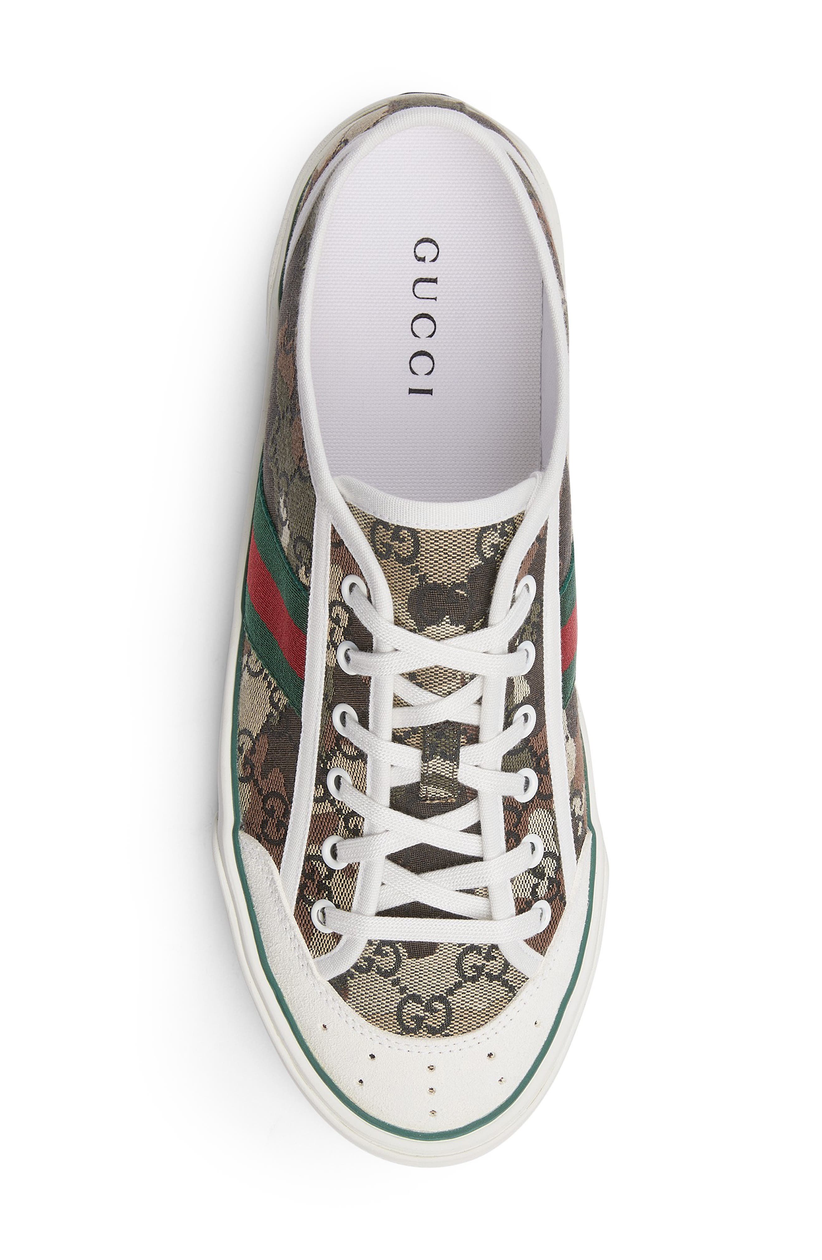 Gucci Tennis 77 Low Top Sneaker, Alternate, color, Beige/ Green Multi