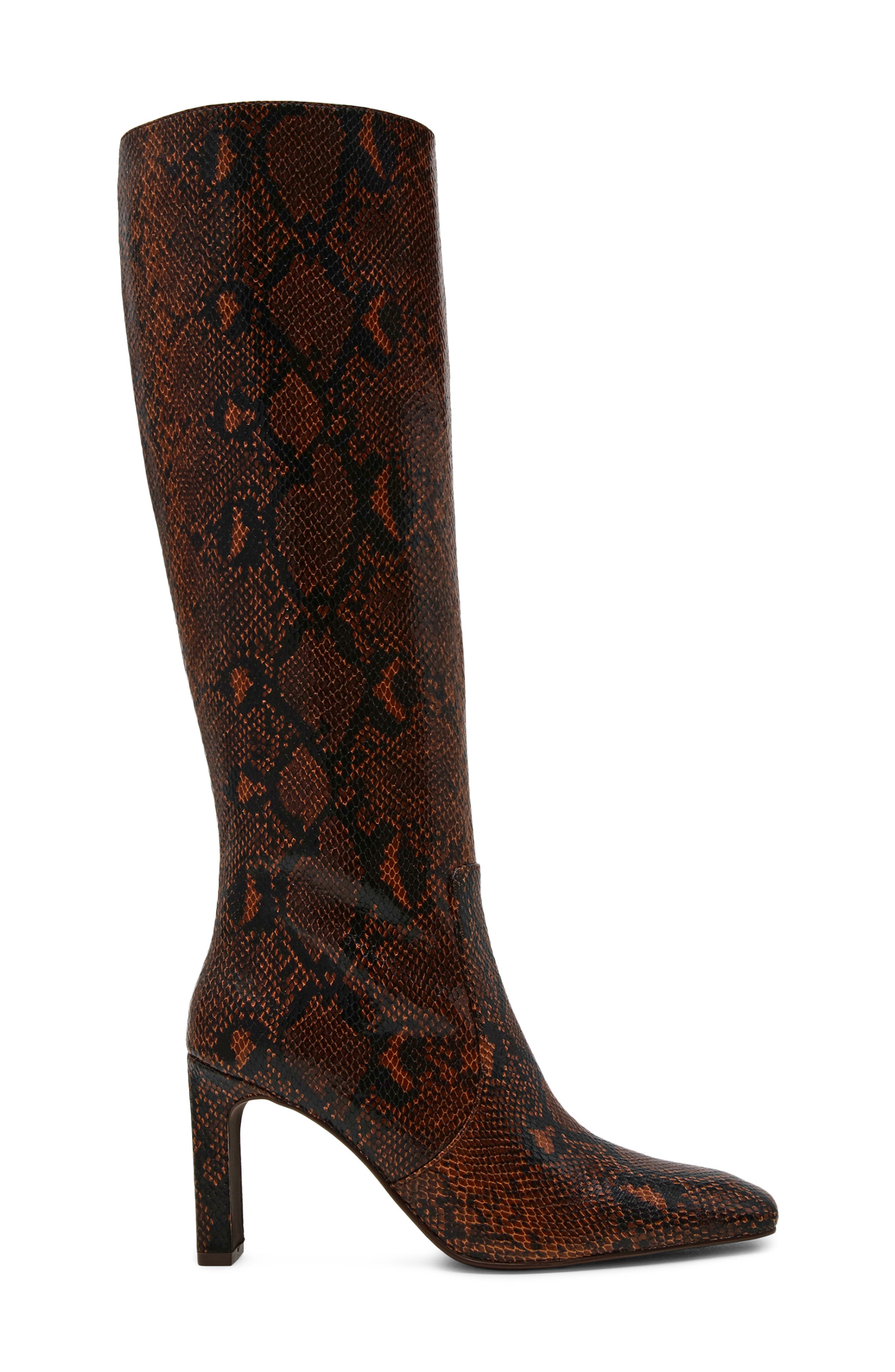 Lovelies Snake Embossed Knee High Boot, Alternate, color, BROWN SNAKE