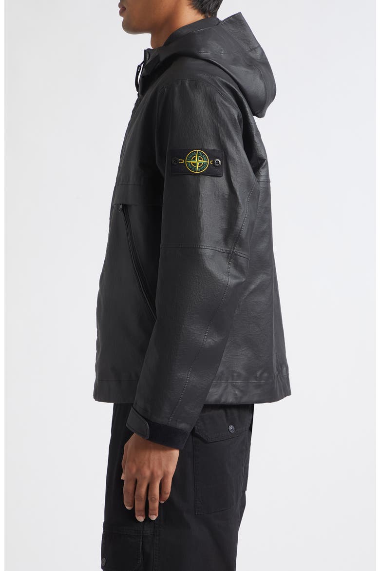 Hooded Lambskin Leather Jacket, Alternate, color, V0029 BLACK