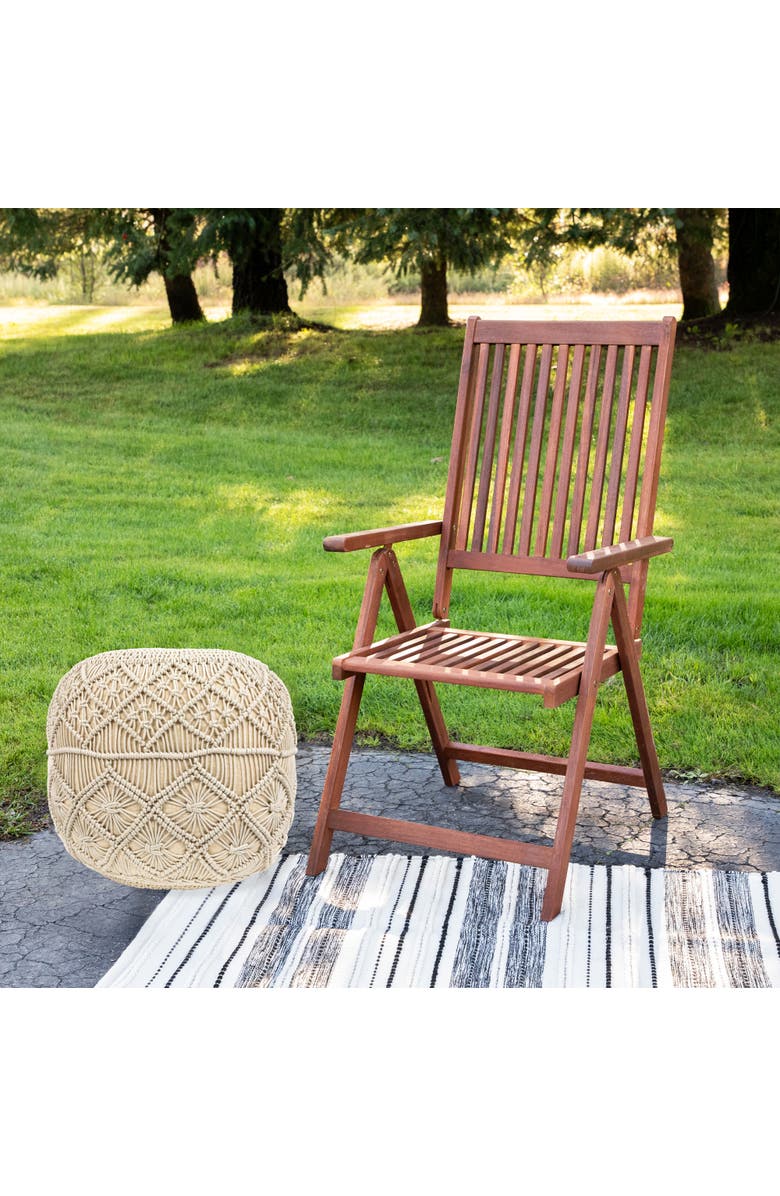 Northlight 18" Solid Cream Macrame Round Handmade Natural Cotton Pouf Ottoman, Alternate, color, Ivory