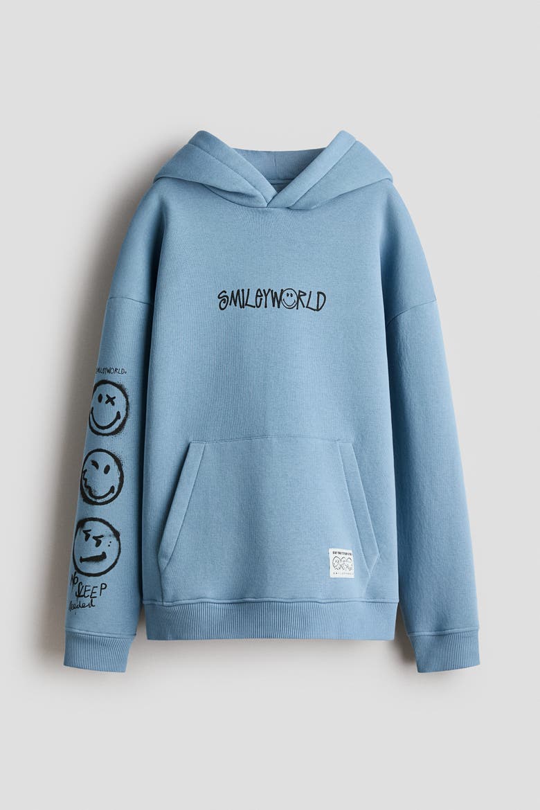 Brushed-Inside Printed Hoodie, Alternate, color, Turquoise/SpongeBob