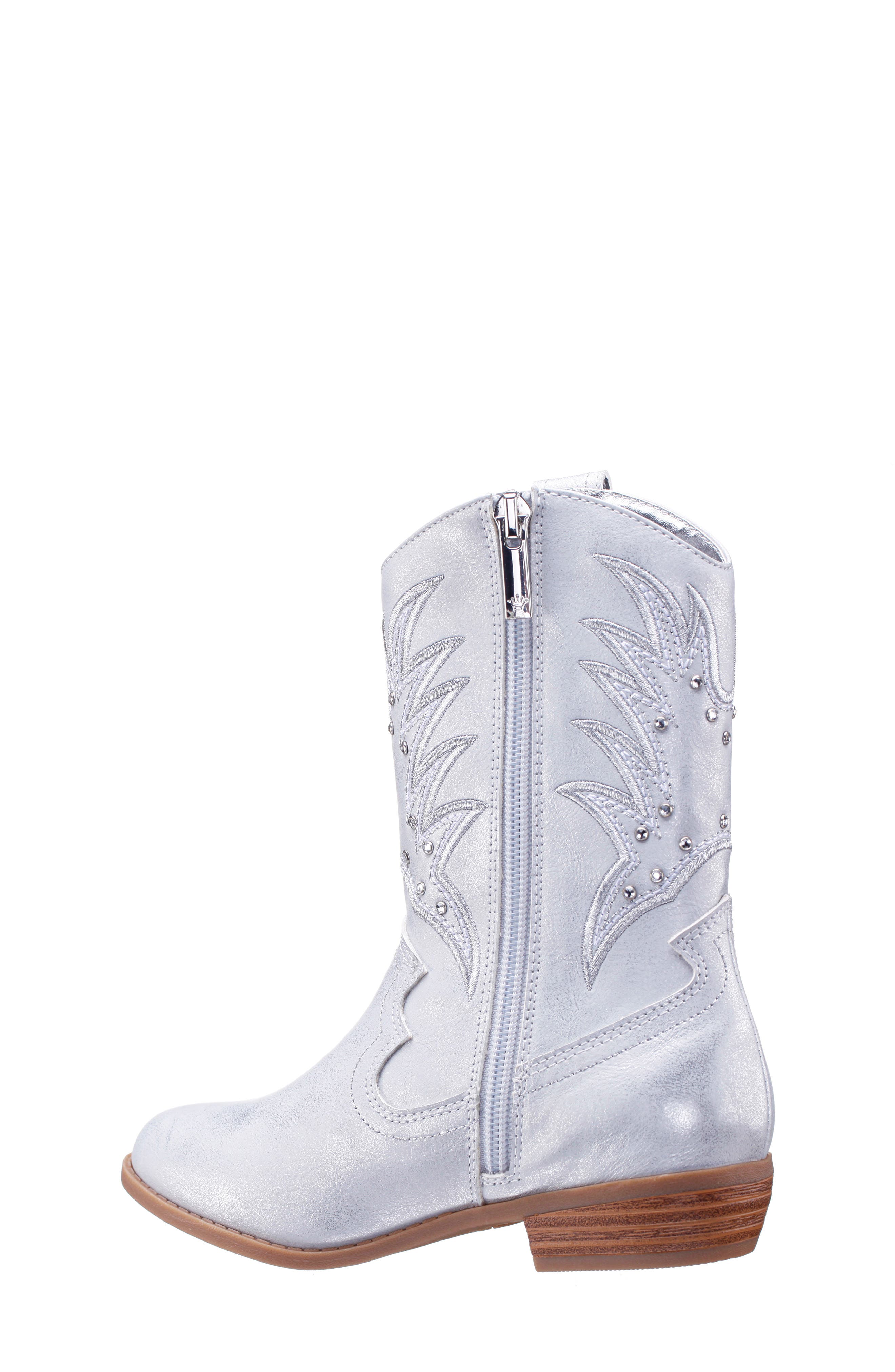 Nina Kids' Fillan Western Boot, Alternate, color, Silver Metallic