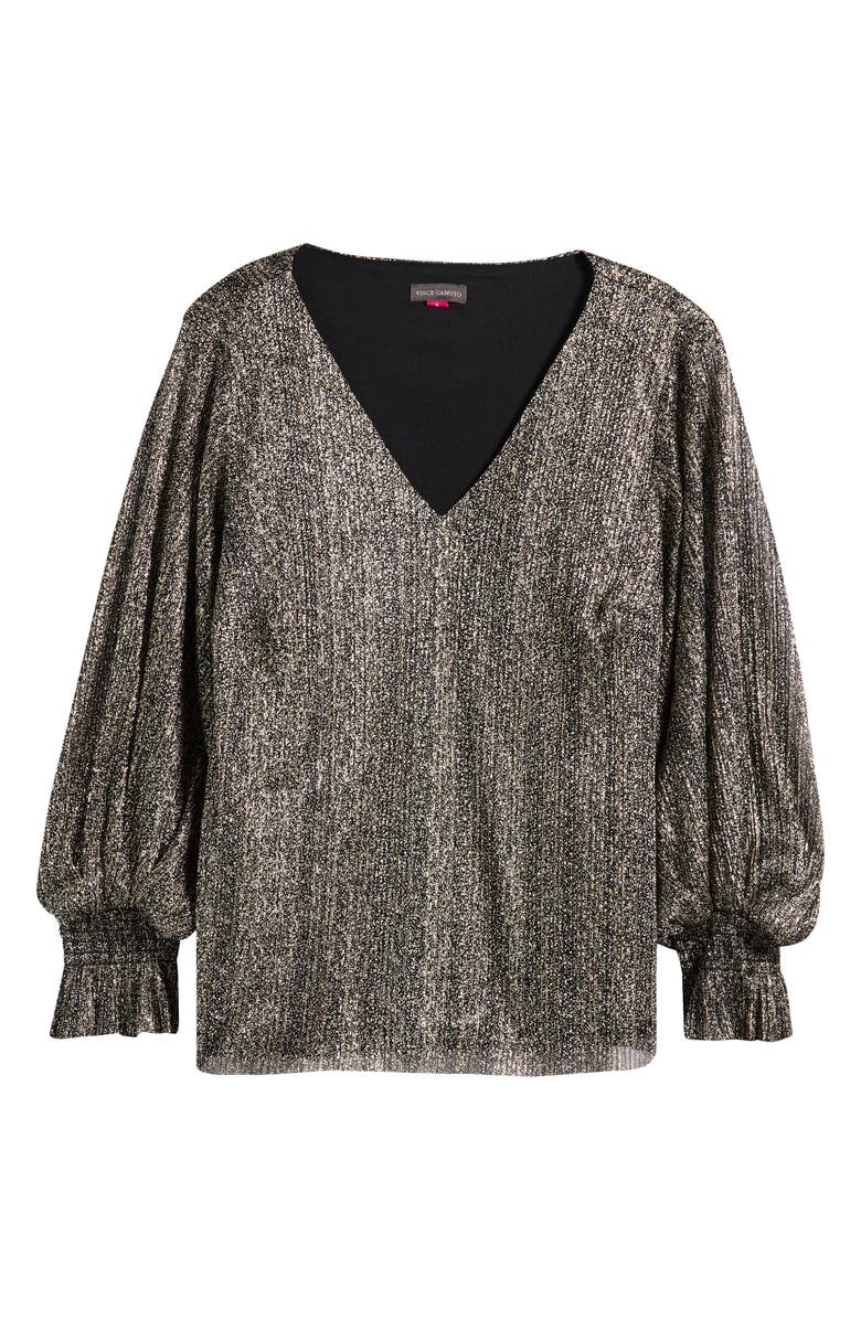 Vince Camuto Metallic Stripe Long Sleeve Top, Alternate, color, 