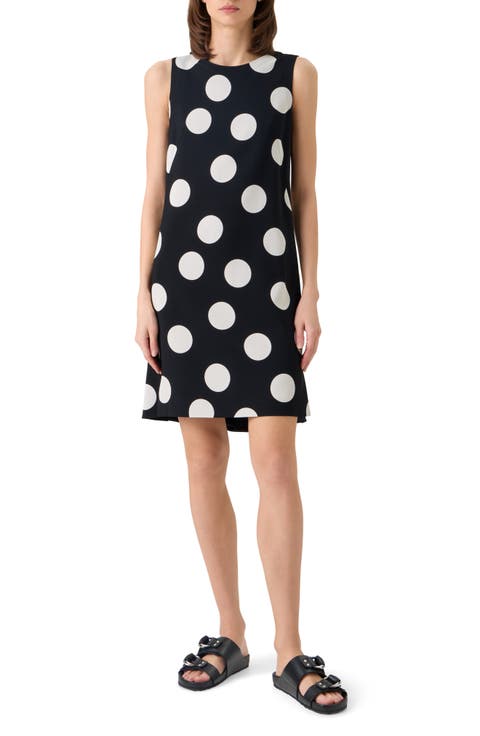 X-Large Polka Dot Stretch Crepe A-Line Minidress