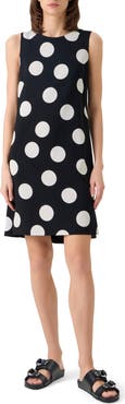 Akris punto X-Large Polka Dot Stretch Crepe A-Line Minidress