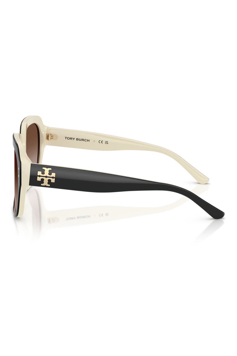56mm Round Sunglasses, Alternate, color, BLACK/IVORY
