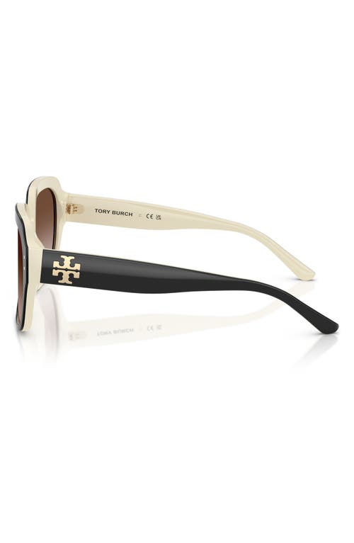 Tory Burch 56mm Round Sunglasses In Black/ivory