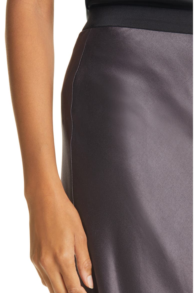 Berlin Satin Midi Skirt, Alternate, color, SLATE