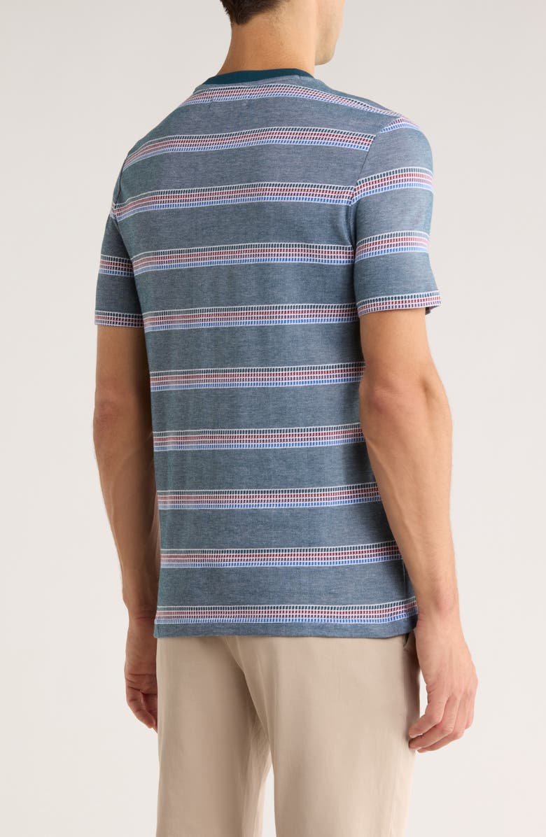 Original Penguin Stripe Bird's Eye Piqué Crewneck T-Shirt, Alternate, color, Refelecting Pond
