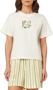 Scotch & Soda Dyed Boxy Crop Graphic T-Shirt