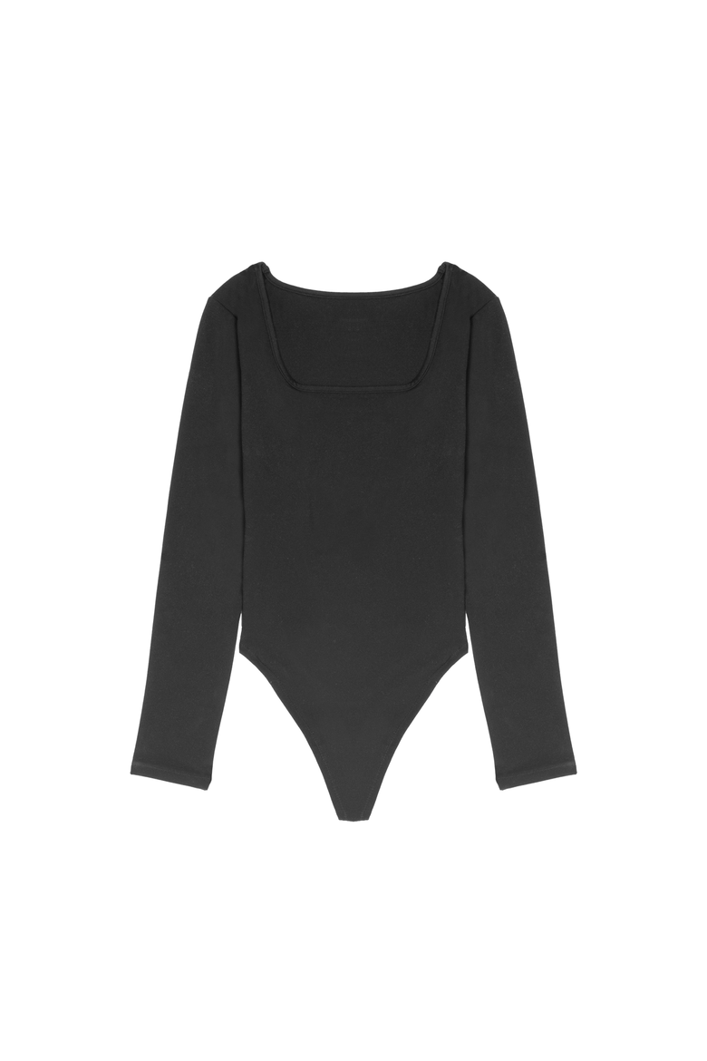 Leakproof Long Sleeve Thong Bodysuit Liner, Alternate, color, Onyx
