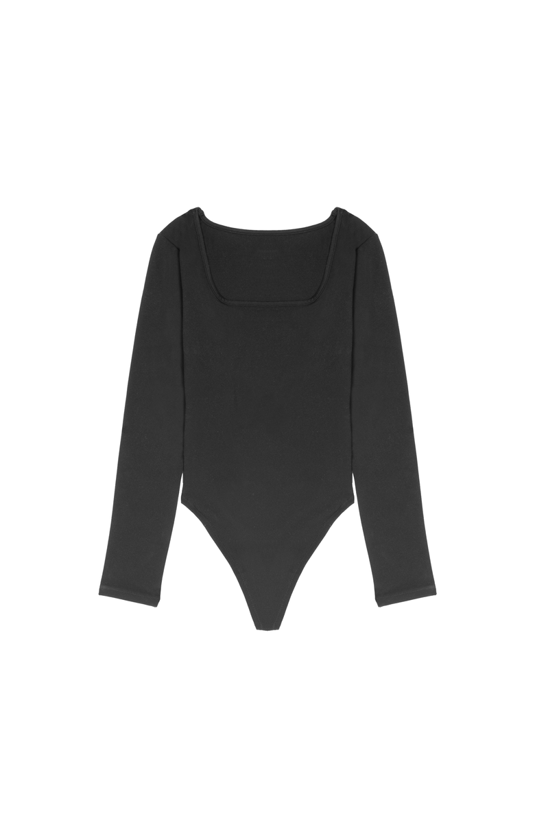 Cheeky Cherry Leakproof Long Sleeve Thong Bodysuit Liner, Alternate, color, Onyx