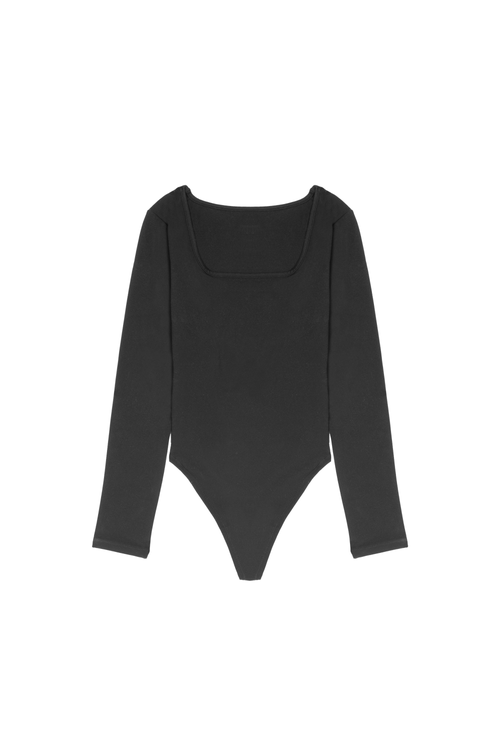 Cheeky Cherry Leakproof Long Sleeve Thong Bodysuit Liner In Black