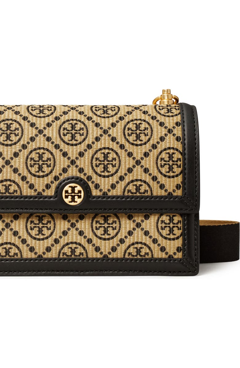 Tory Burch Small T Monogram Raffia Shoulder Bag, Alternate, color,