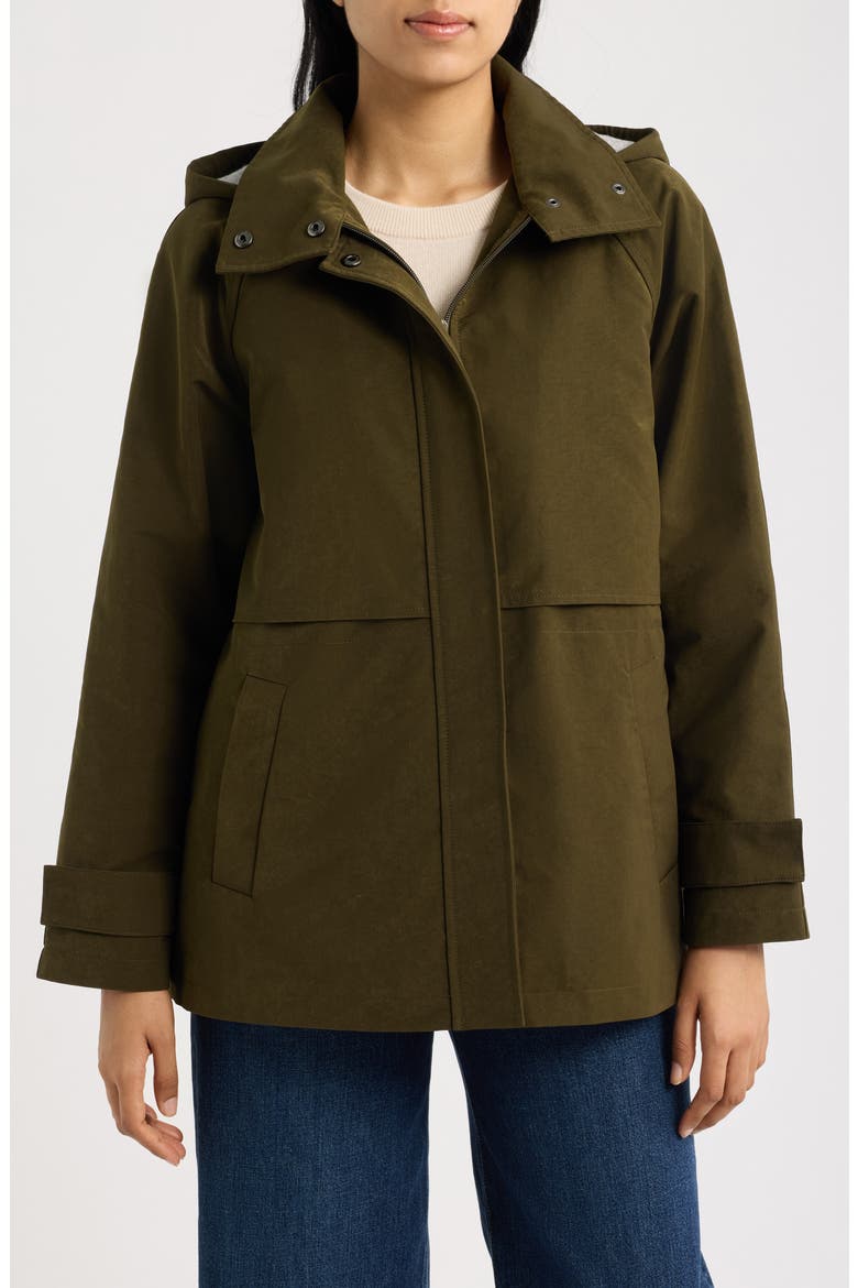 Stand Collar Raincoat, Main, color, OLIVE