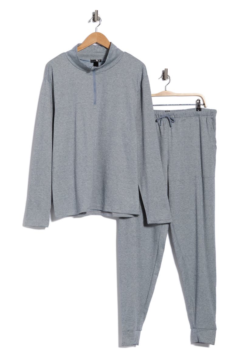 Quarter Zip Pullover & Joggers, Alternate, color, FADED DENIM