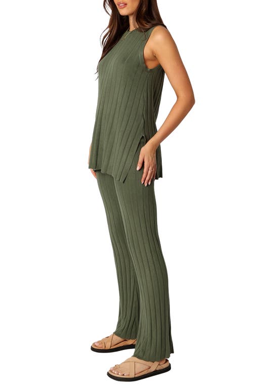 Petal And Pup Petal & Pup Silvie Wide Rib Sweater Tank & Straight Leg Pants Set In Green