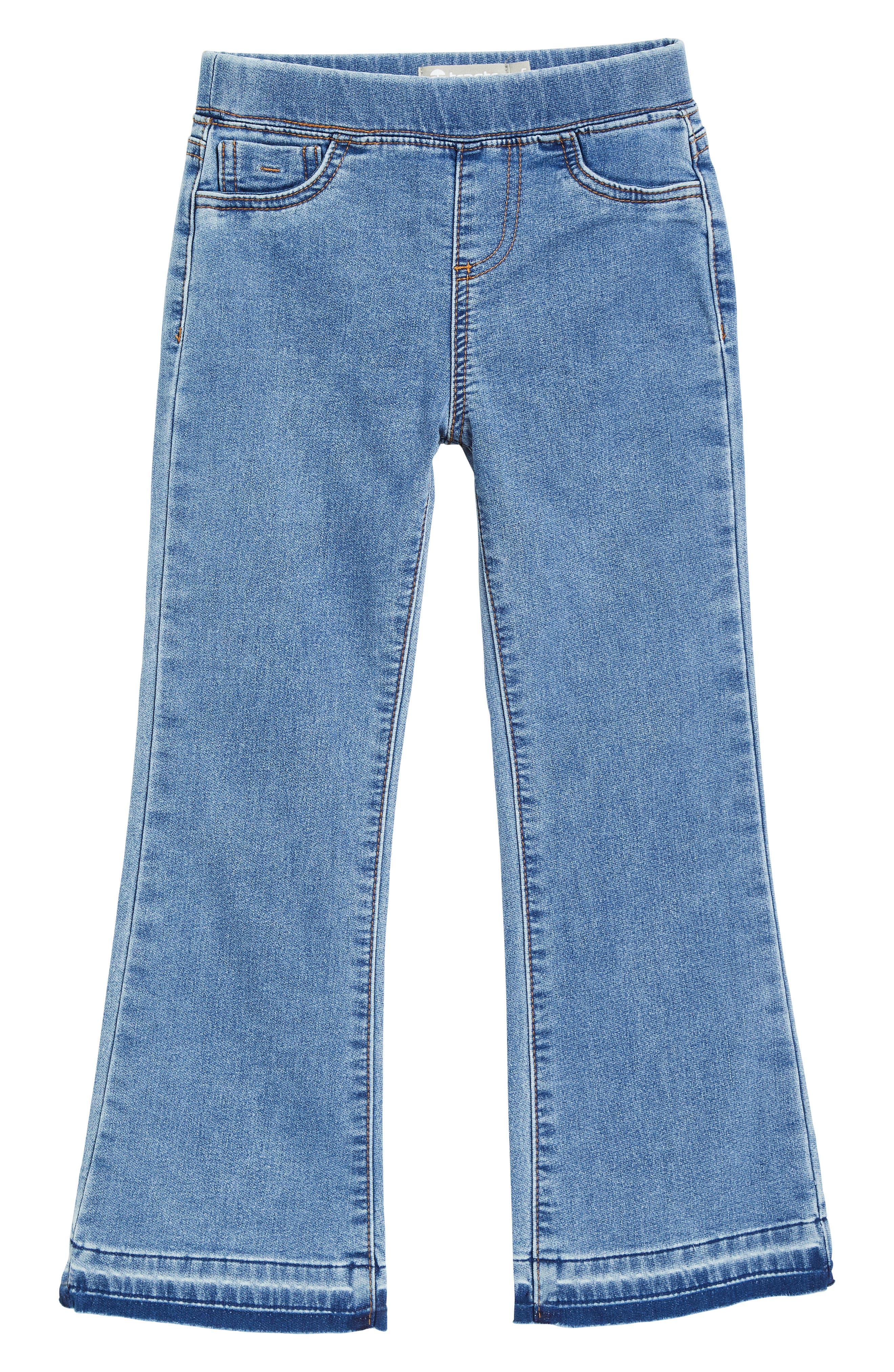 Tractr Kids' Pull-On Knit Flare Jeans in Light Indigo Wash 
