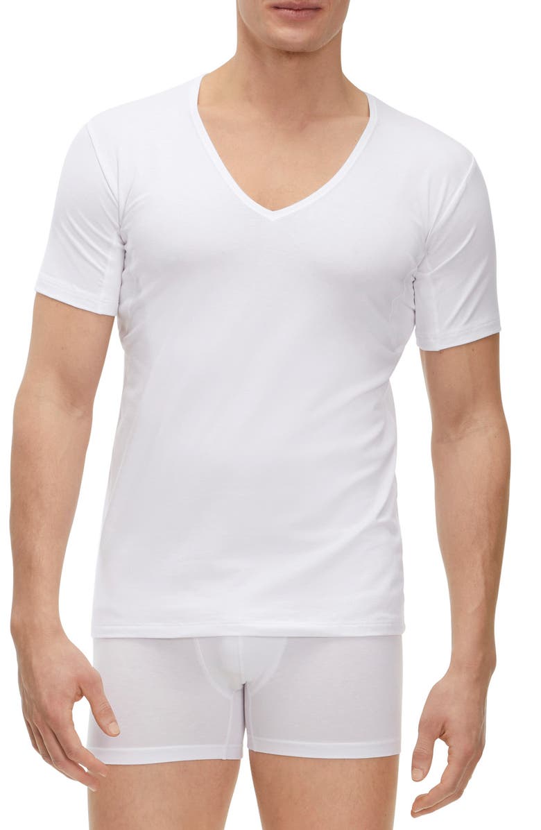 Falke Outlast Deep V-Neck T-Shirt, Main, color, White