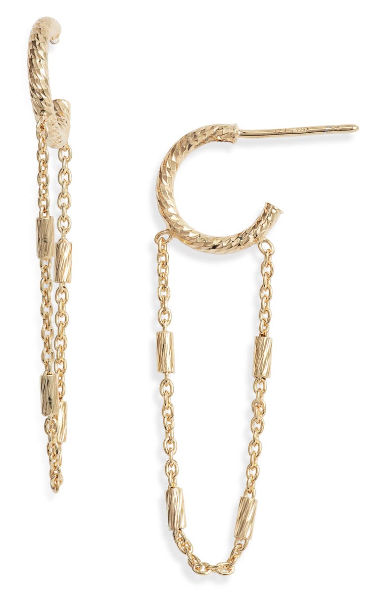 Jennifer Zeuner Helmut Chain Huggie Hoop Earrings, Main, color, 14K Yellow Gold Plated Silver