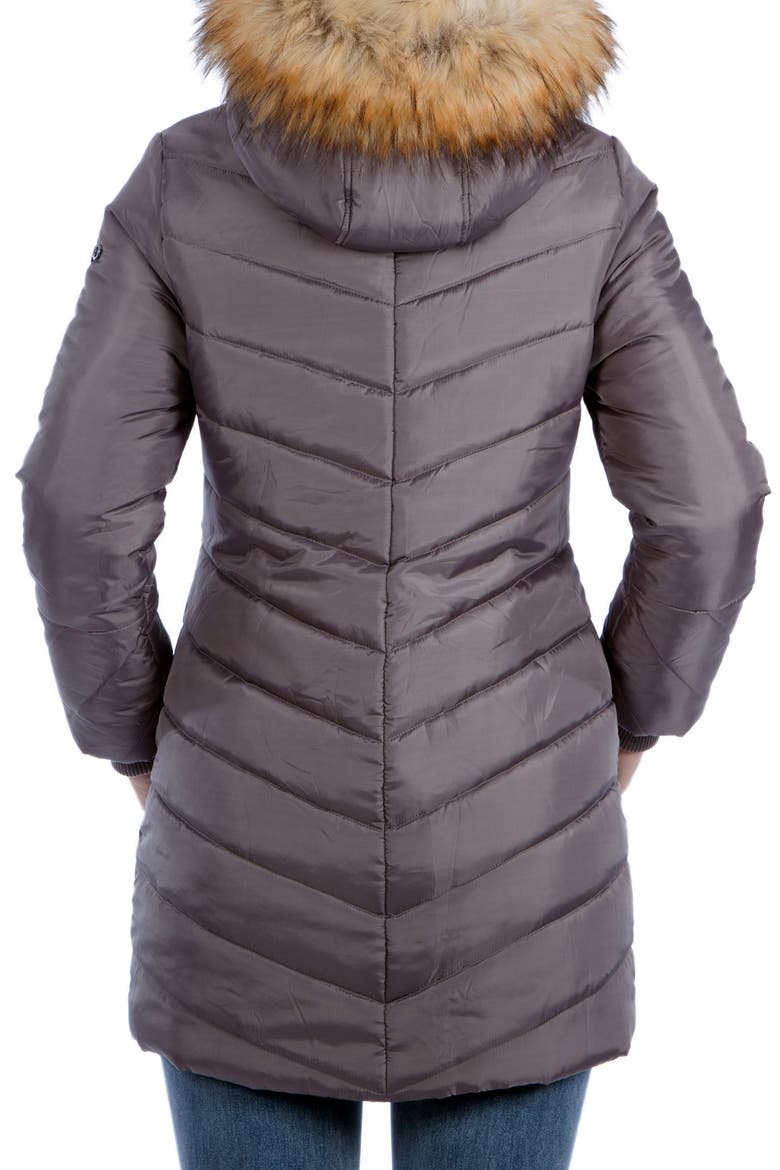 Faux Fur Trim Convertible Puffer 3-in-1 Maternity Jacket, Alternate, color, DARK GREY
