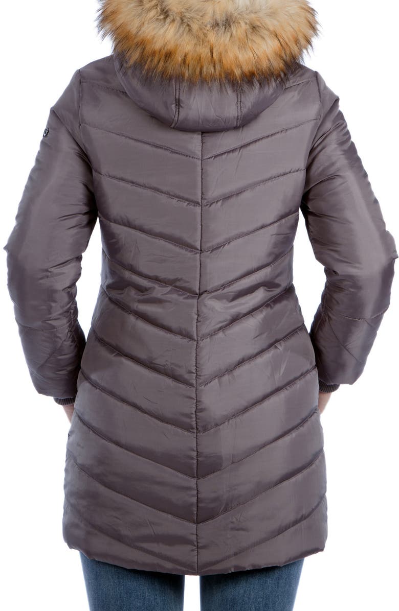 Modern Eternity Faux Fur Trim Convertible Puffer 3-in-1 Maternity Jacket, Alternate, color, Dark Grey