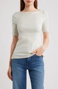 Lauren Ralph Lauren Stripe Stretch Cotton Boatneck Top
