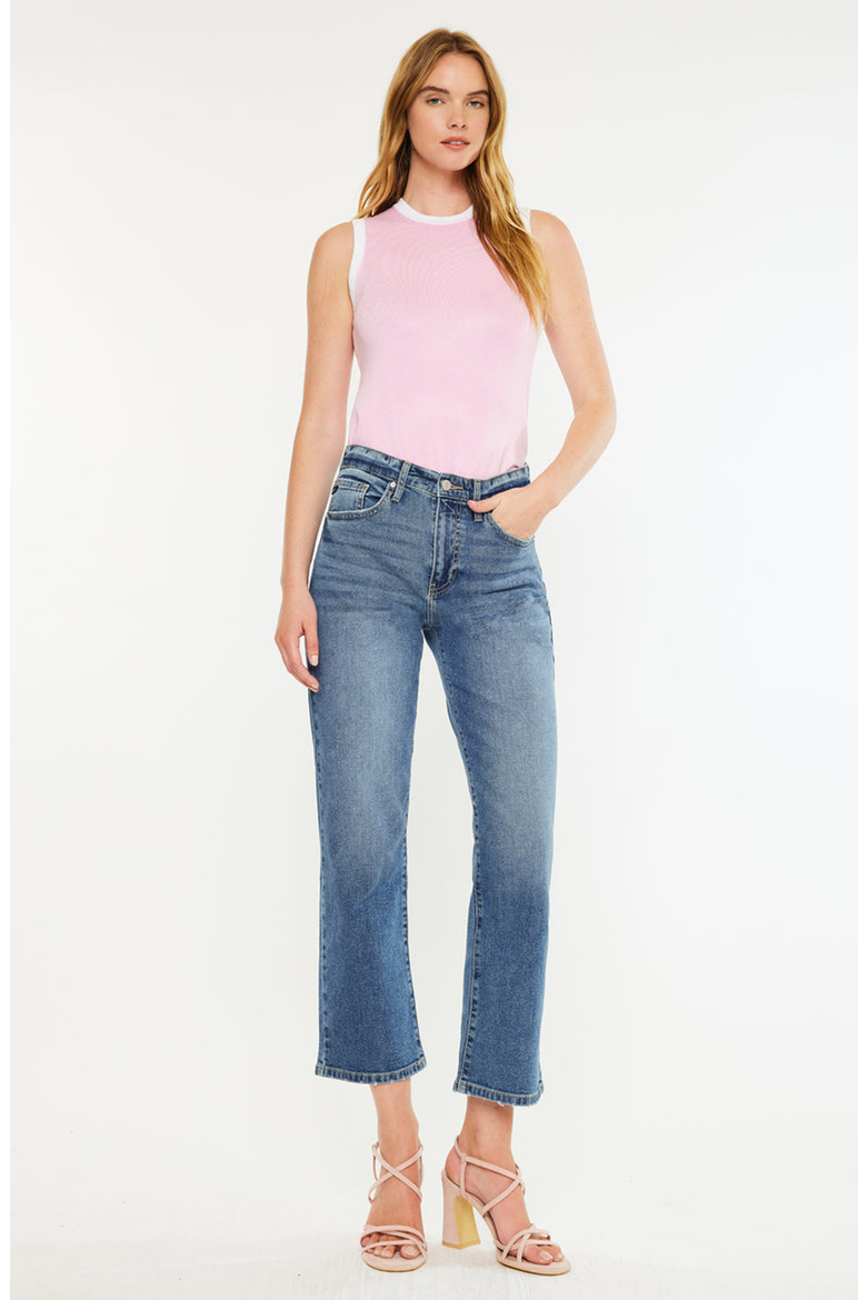 Jordana Essentials High Rise True Straight Jeans, Alternate, color, Dark Wash
