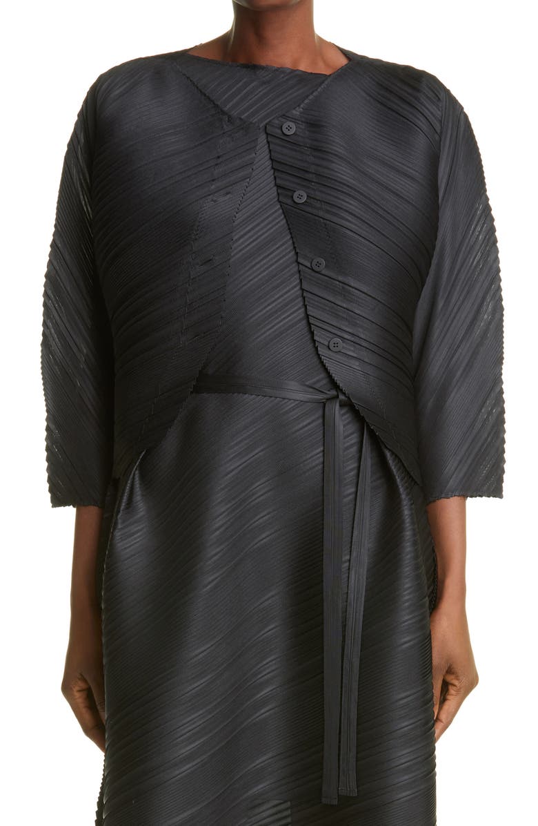 Pleats Please Issey Miyake Pleated Cardigan, Main, color, 