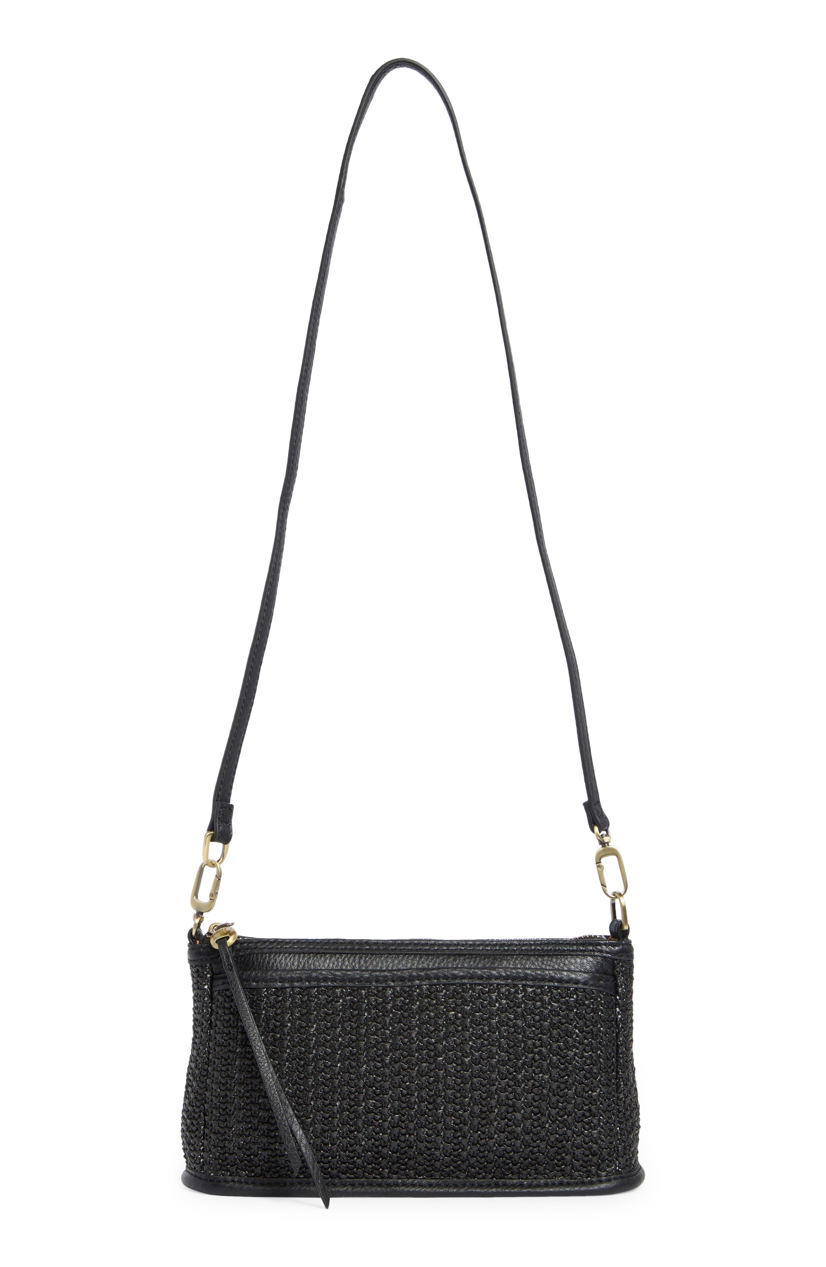 HOBO Cadence Straw Crossbody Bag, Alternate, color, Black