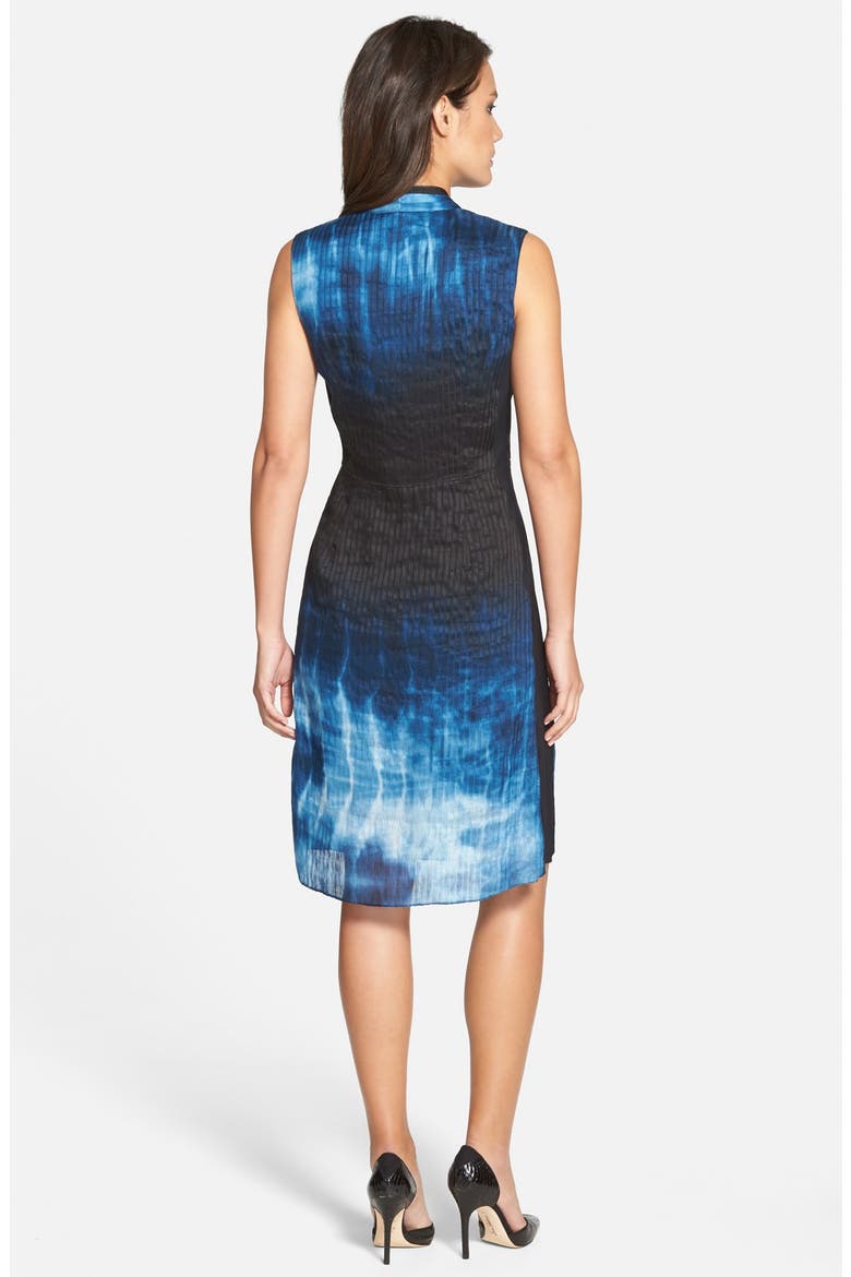 'Emma' Print Linen & Silk Sheath Dress, Alternate, color, BONDI BLUE