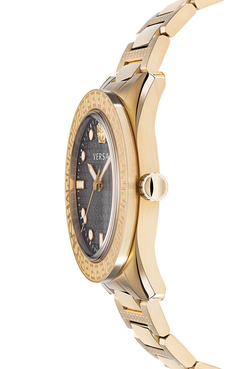 Versace Greca Dome Bracelet Watch, 42mm, Alternate, color, Gold