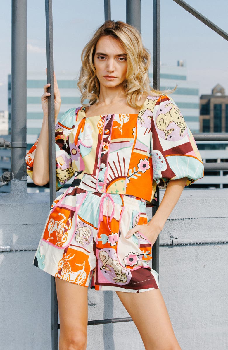 CIEBON Kaitlin Print Button-Up Shirt, Alternate, color, Pink Multi